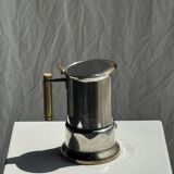 Small silver and gold Italian coffee maker Alpu-F Puppieni in stainless steel