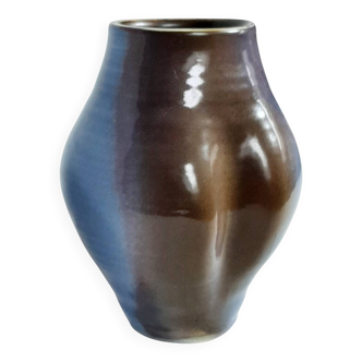 Blue and brown ceramic vase from the 1980s.