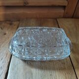 Moulded glass butter dish star decoration