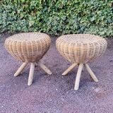 Pair of vintage wicker stools