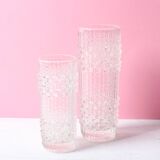Set of 2 Vintage CandleWax Pressed Glass Vases / František Pečený / 1972