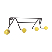 Porte-manteaux mural Zig-Zag patères boules bois jaune
