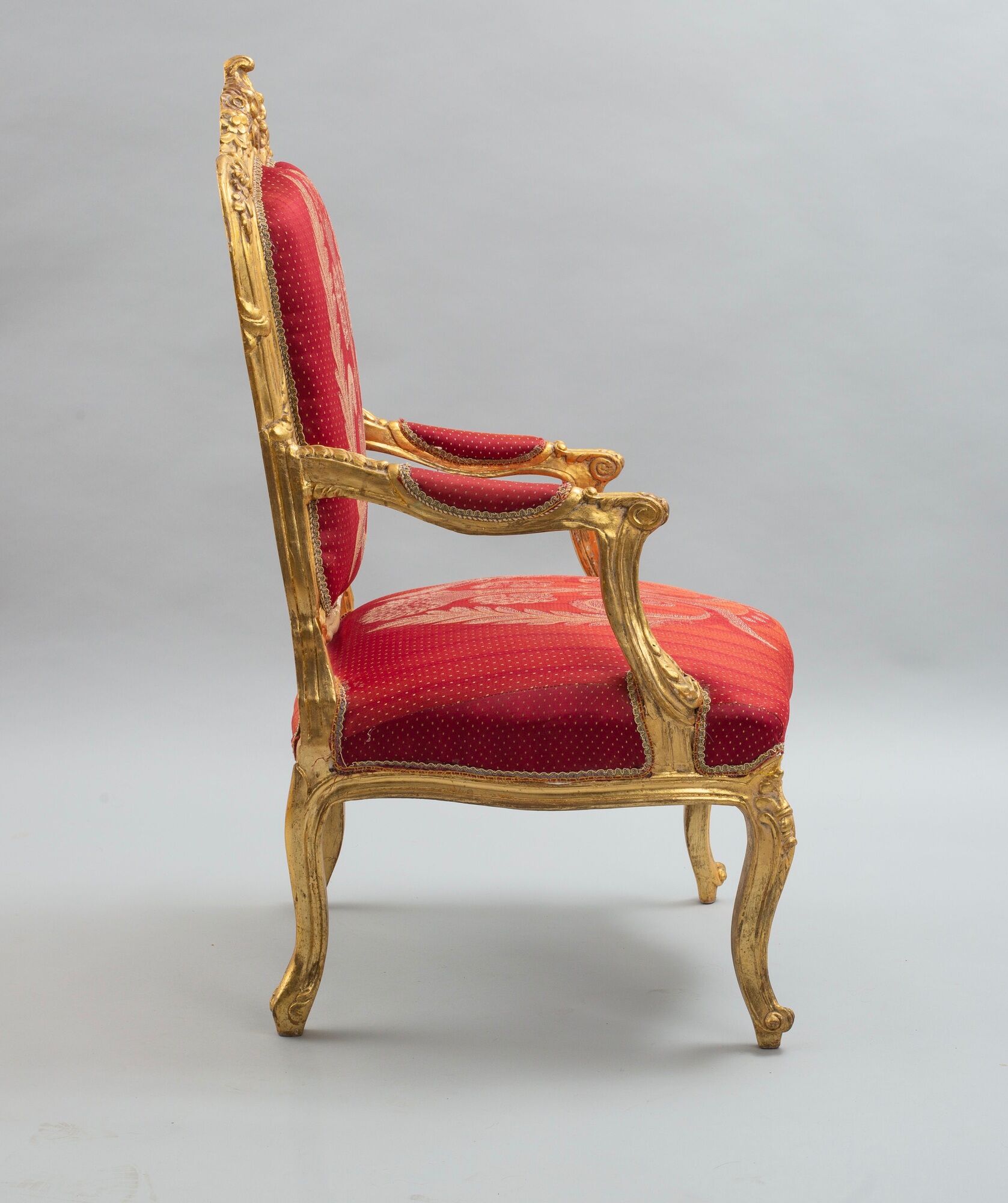 Pair of red and gold armchair Louis XV style