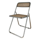 Vintage folding chair in metal and cane.