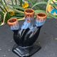 Soliflore for 3 flowers in flamed and vintage glazed ceramic