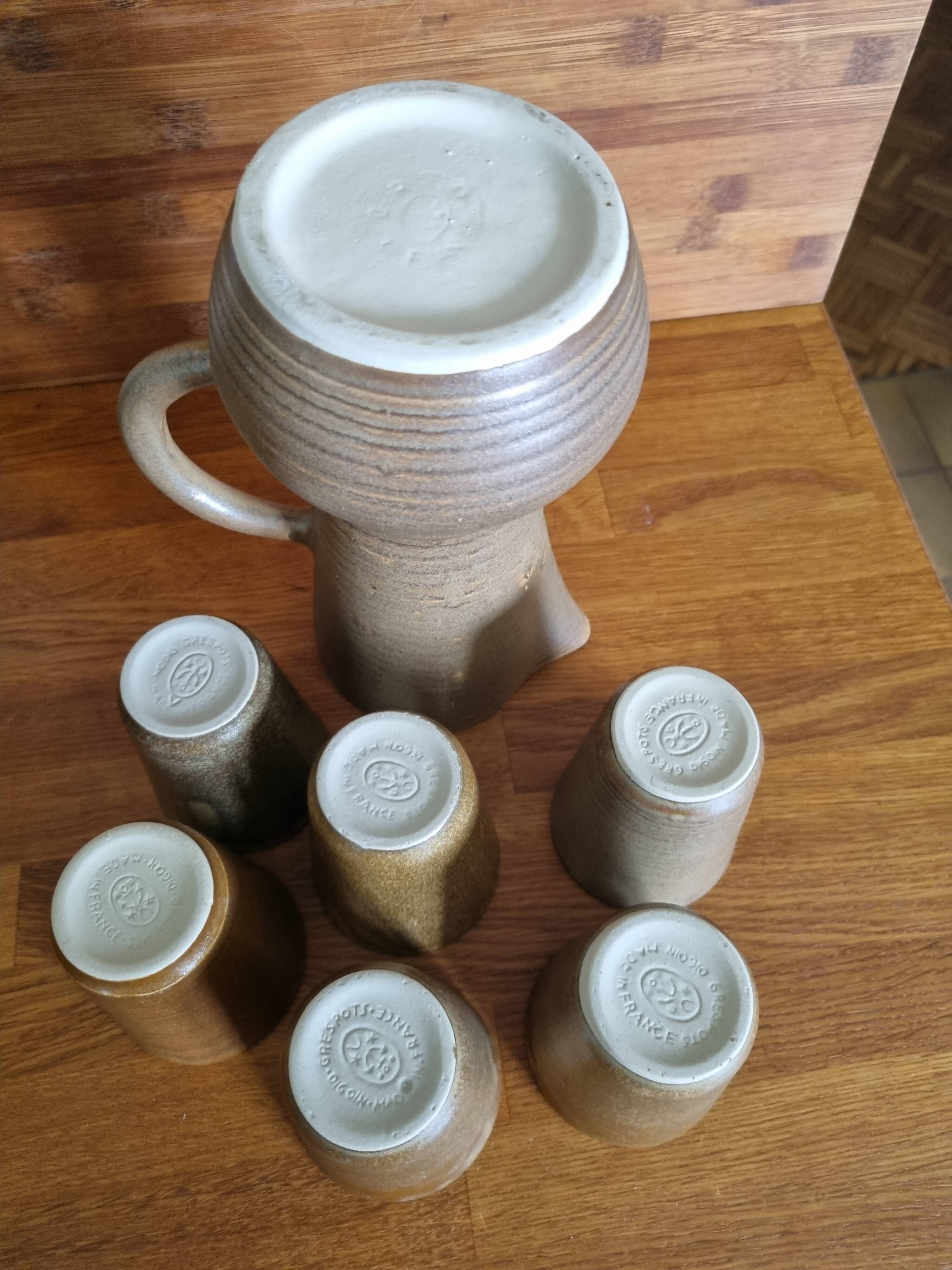 Vintage orangeade or fruit juice set in Digoin stoneware