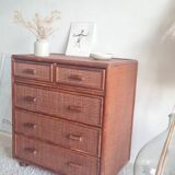 Vintage rattan chest of drawers circa 1960s