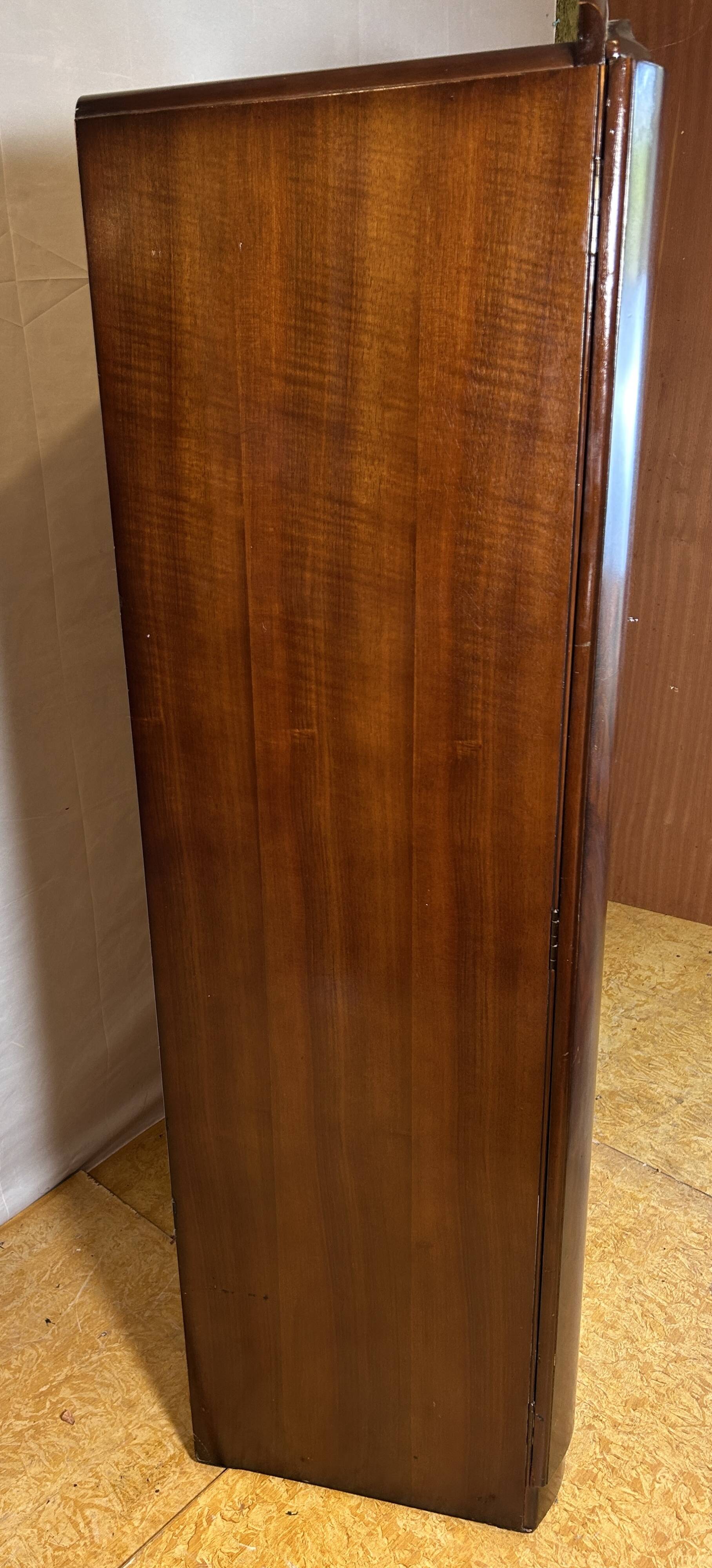 Art Deco Burr Walnut Vintage Brocante Gents Wardrobe (1930–1940)