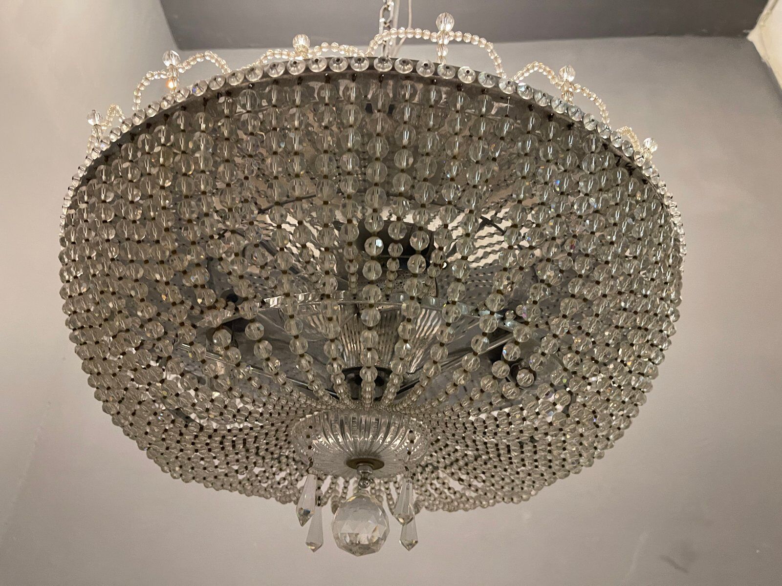 Italian Crystal Beaded Chandelier, 1960s