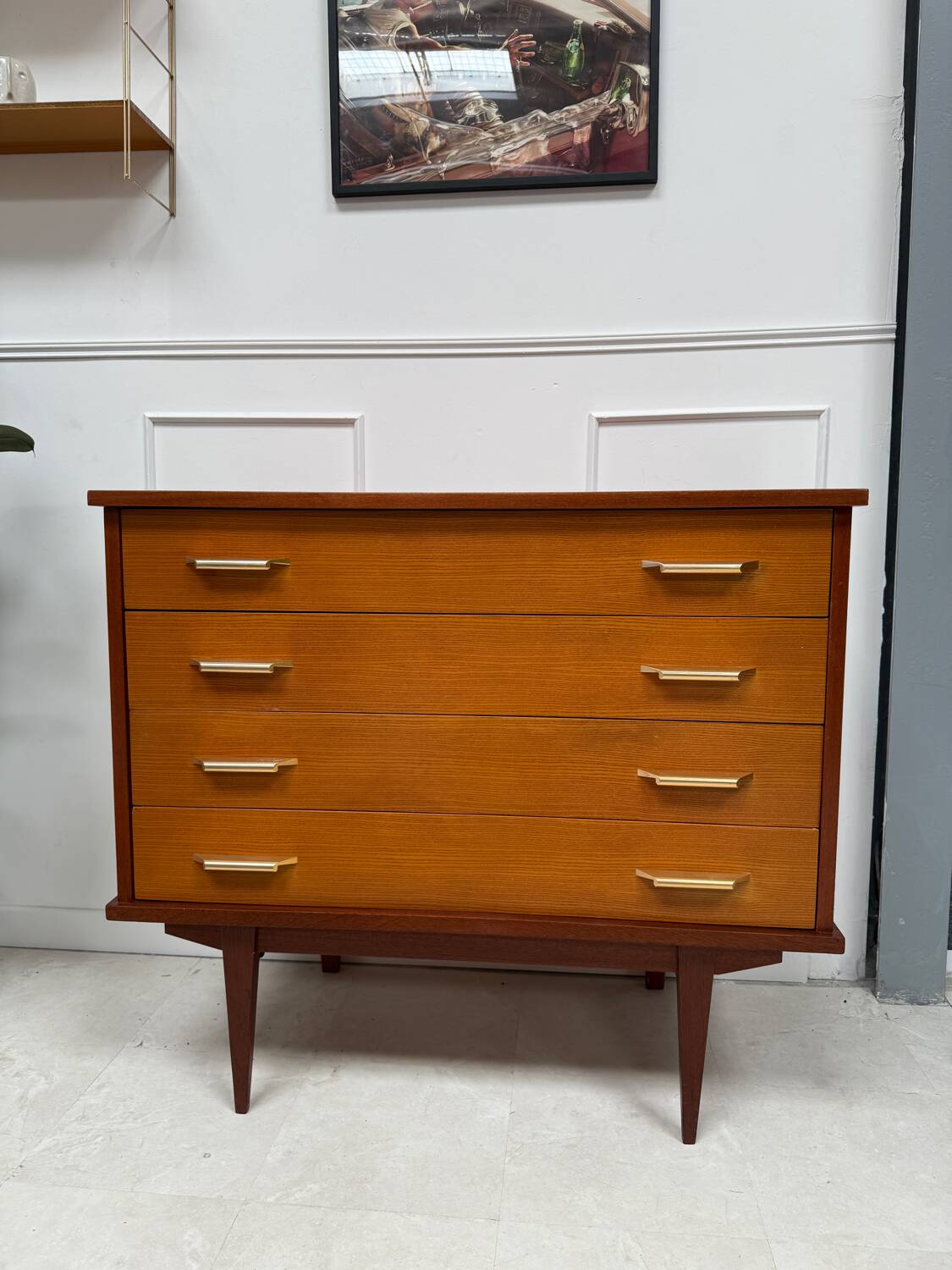 Vintage chest of drawers with spindle legs