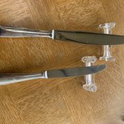 Two service knives in silver metal goldsmith Bertrand vintage