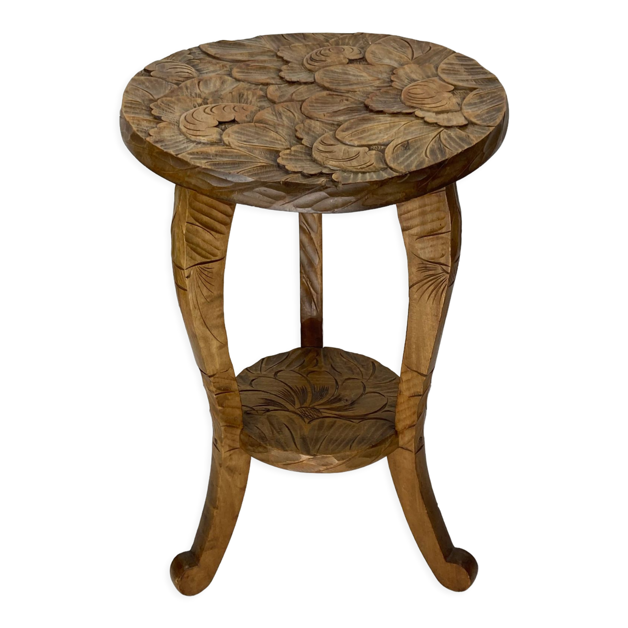 Antique Japanese hand carved side table, Liberty London ca 1905