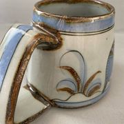 Vase mug en céramique artisanat mexicain signé oiseau fleur