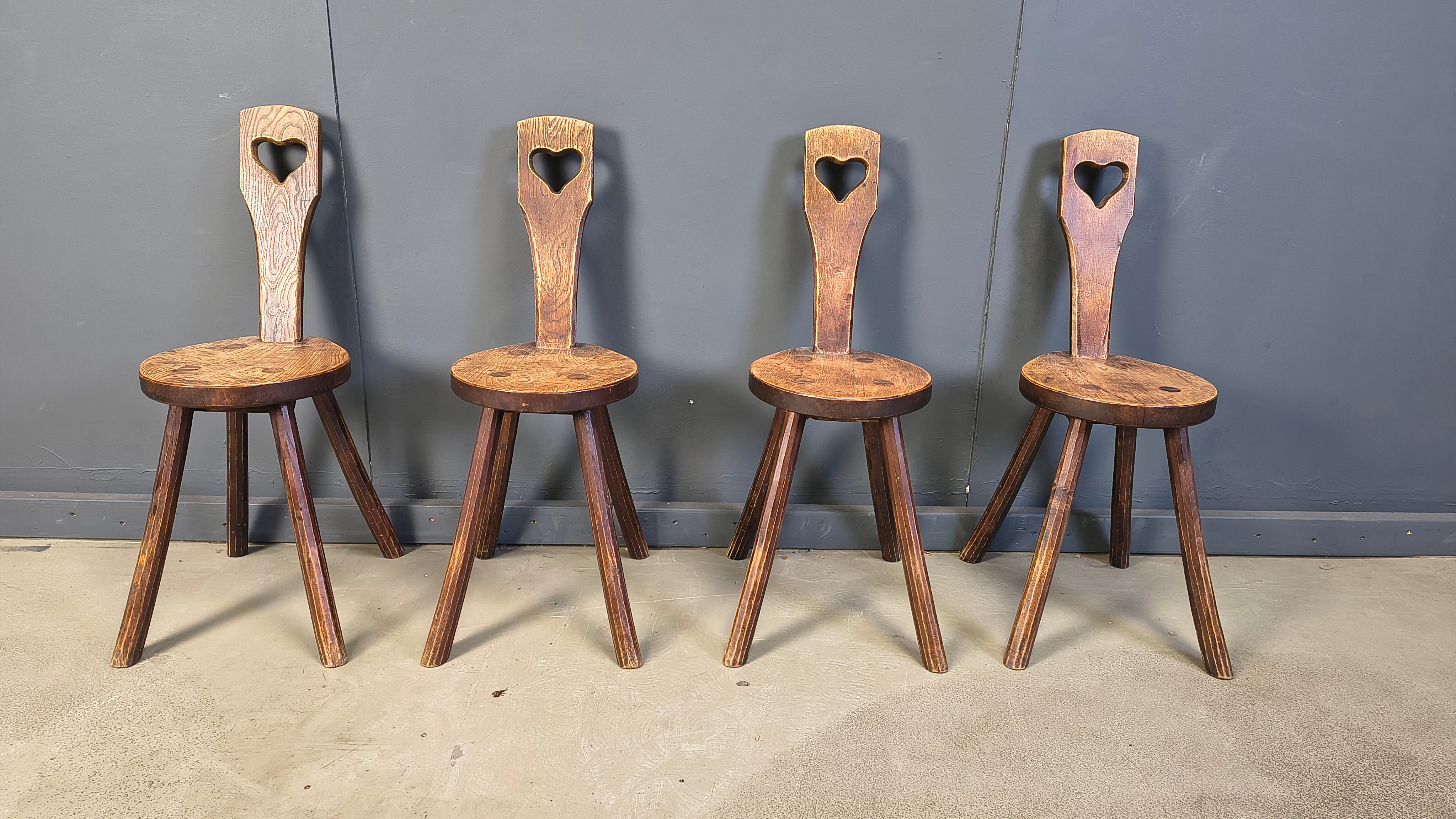 Vintage brutalist heart shaped chairs, 1960s