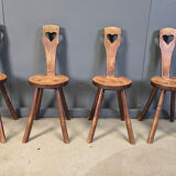 Vintage brutalist heart shaped chairs, 1960s