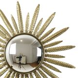 Mid Century Copper Plated Metal Sun Mirror Deknudt Convex 55cm