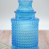 Vintage blue jar with relief
