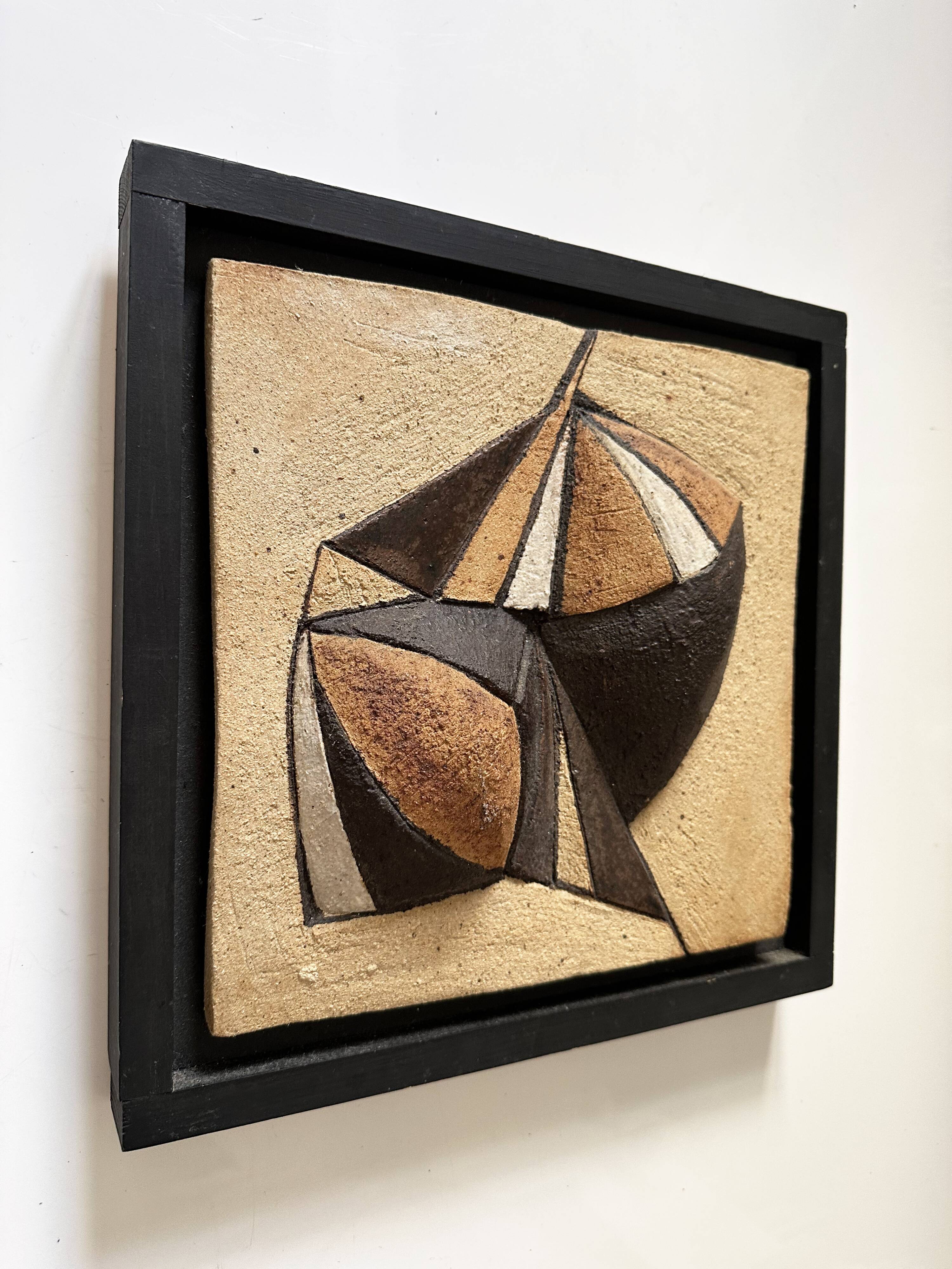 Abstract artist wall sculpture in sandstone. Denmark, 1980s.