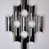 Space-age chrome wall lamp by RAAK, 8 lights, Germany, 1970