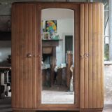 Art Deco wooden wardrobe with mirror