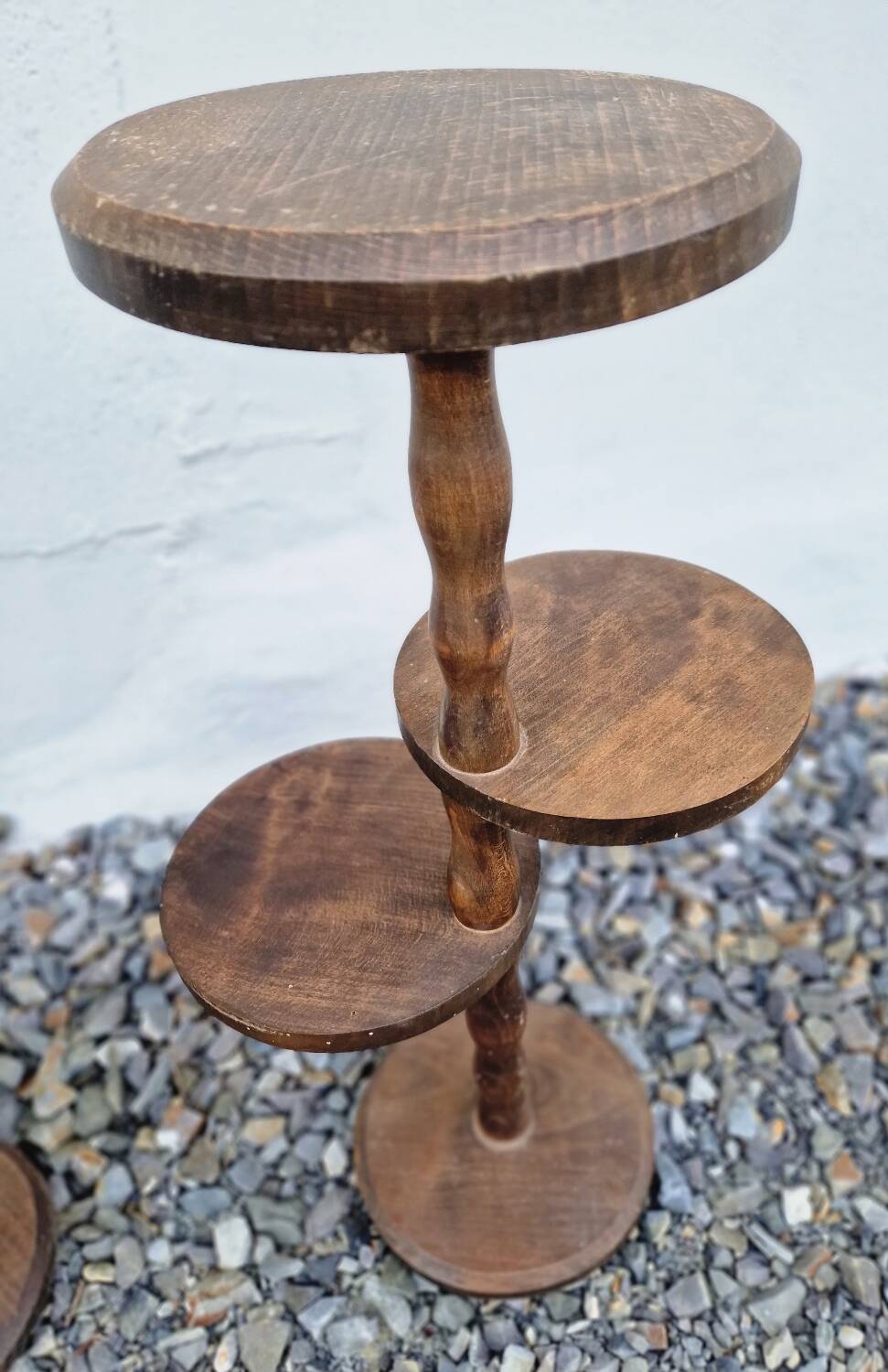 Pair of vintage turned wooden stools