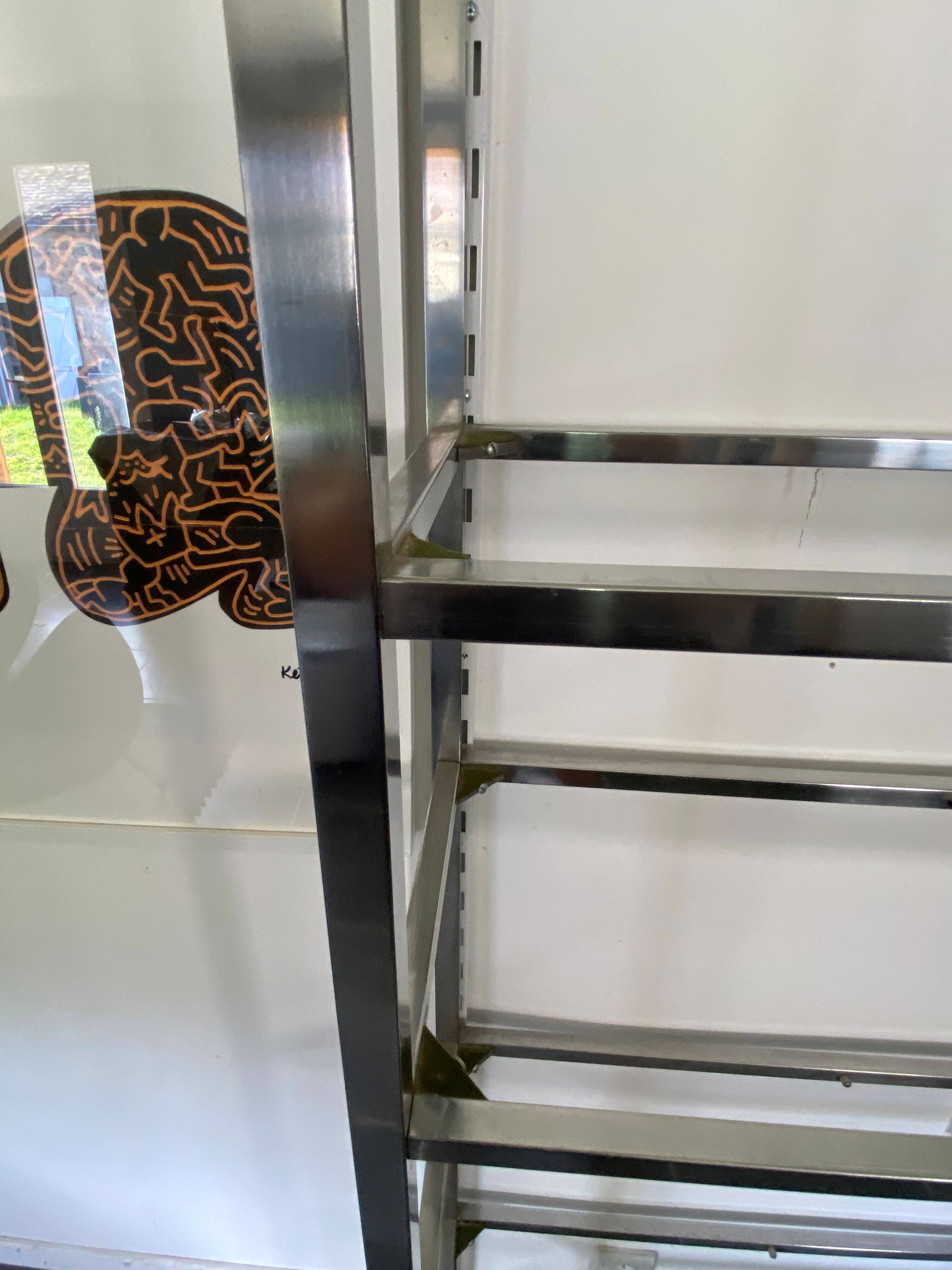 Library n2 display shelf modular wall unit glass and chrome vintage 70s