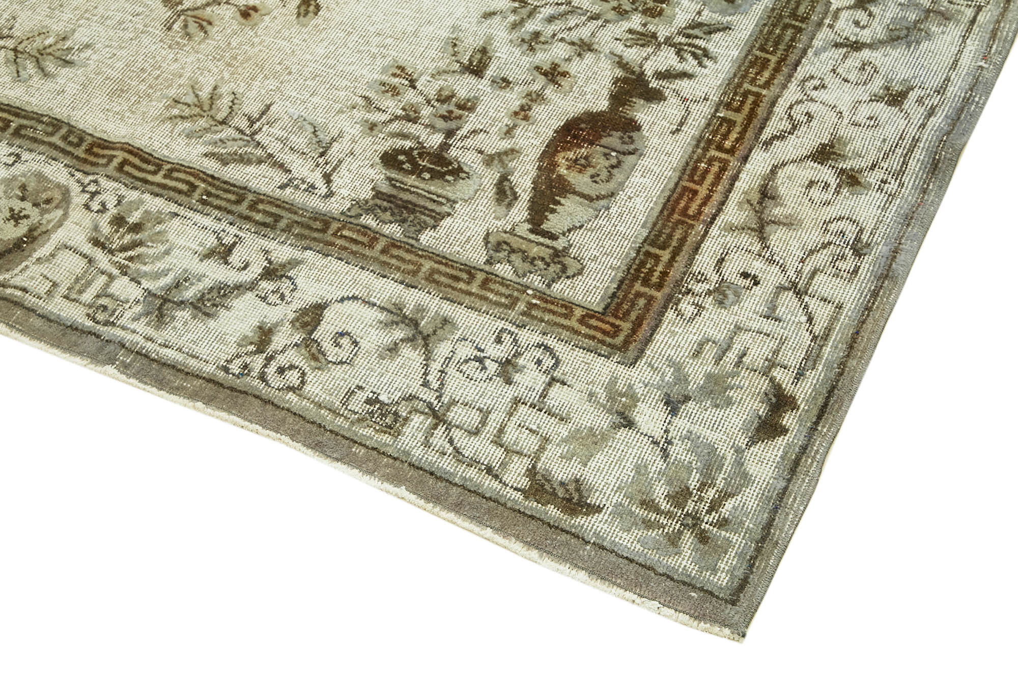 Hand-Knotted Vintage Turkish 1980s 188 cm x 317 cm Grey Rug