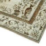Tapis turc vintage noué à la main des années 1980 188 cm x 317 cm gris