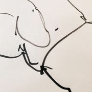 Set of 2 - ink drawing on vintage paper