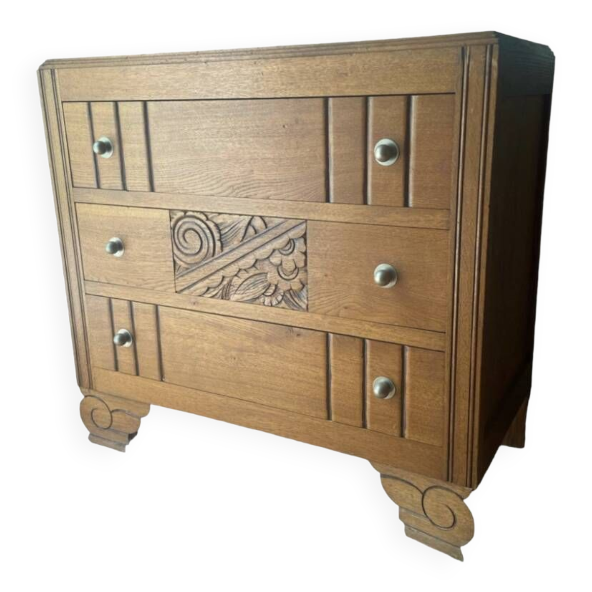Old Art Deco period chest of drawers in oak