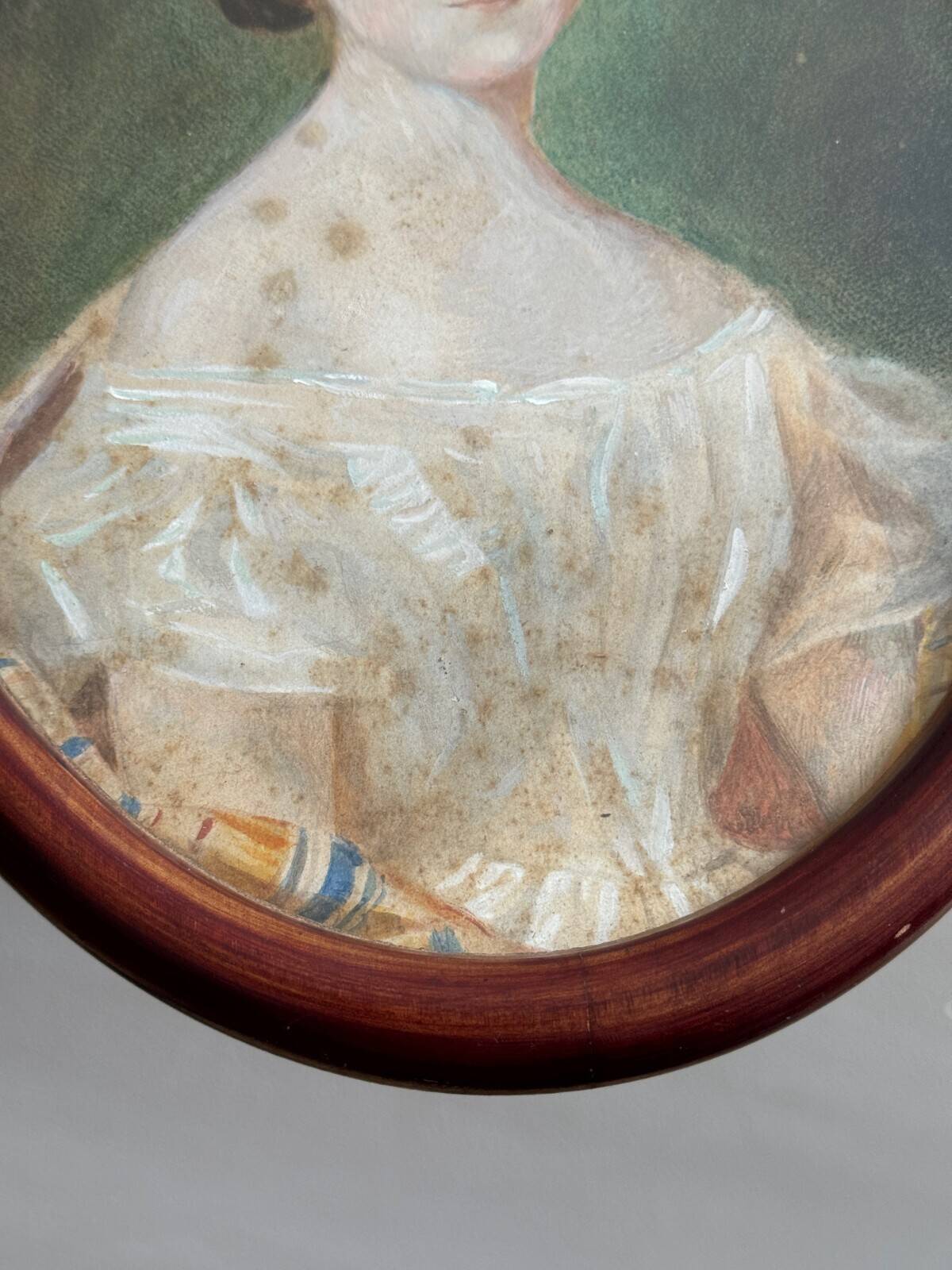 Watercolor on paper, early 20th century, portrait of a woman from the early 19th century