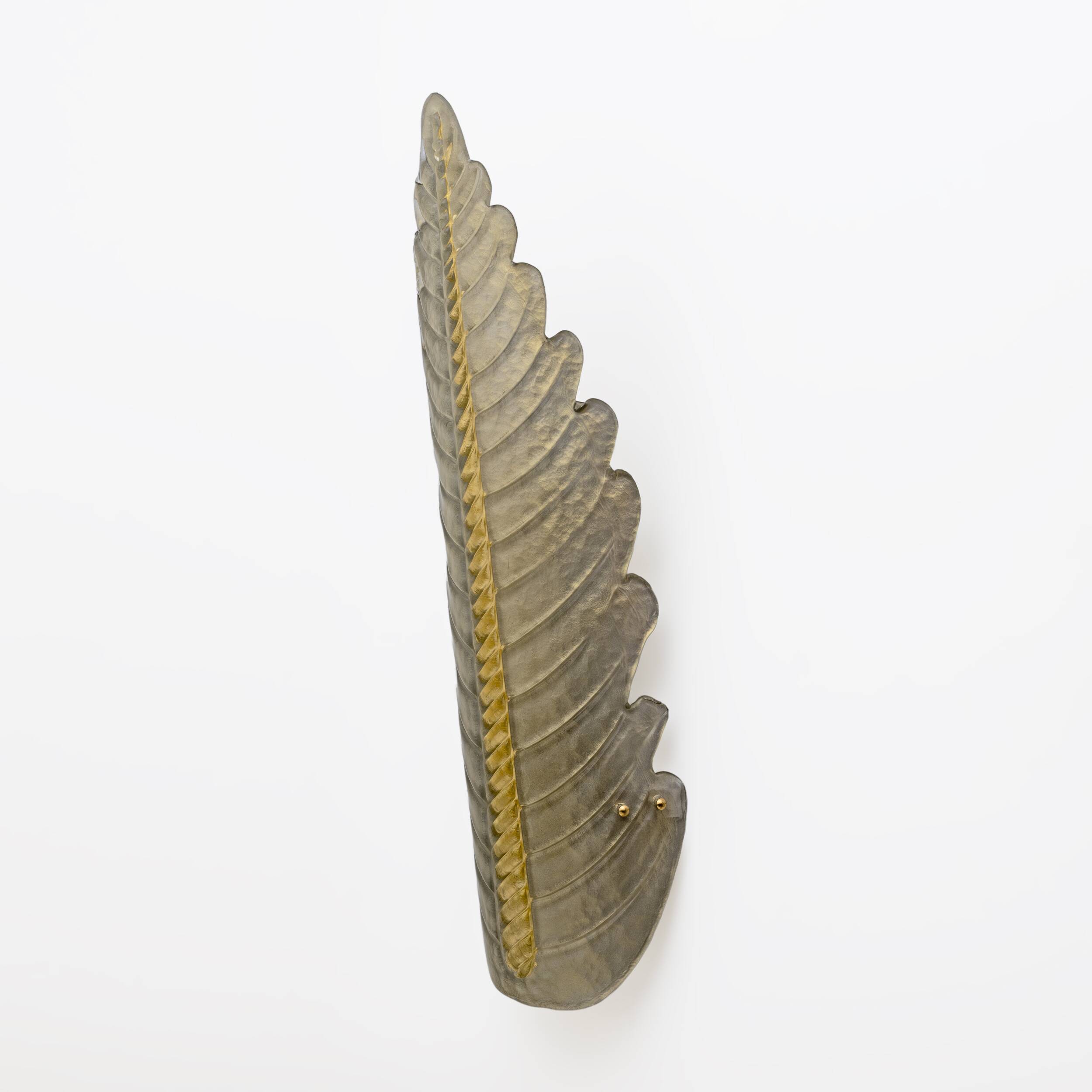 Pair of Mid-Century Modern Murano Glass Amethyst Pink Big Leafs Sconces