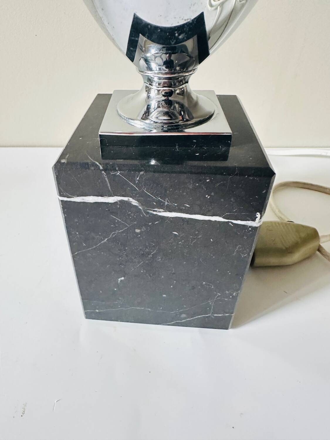 Vintage 70s metal and marble lamp