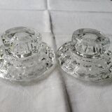 2 low crystal candlesticks