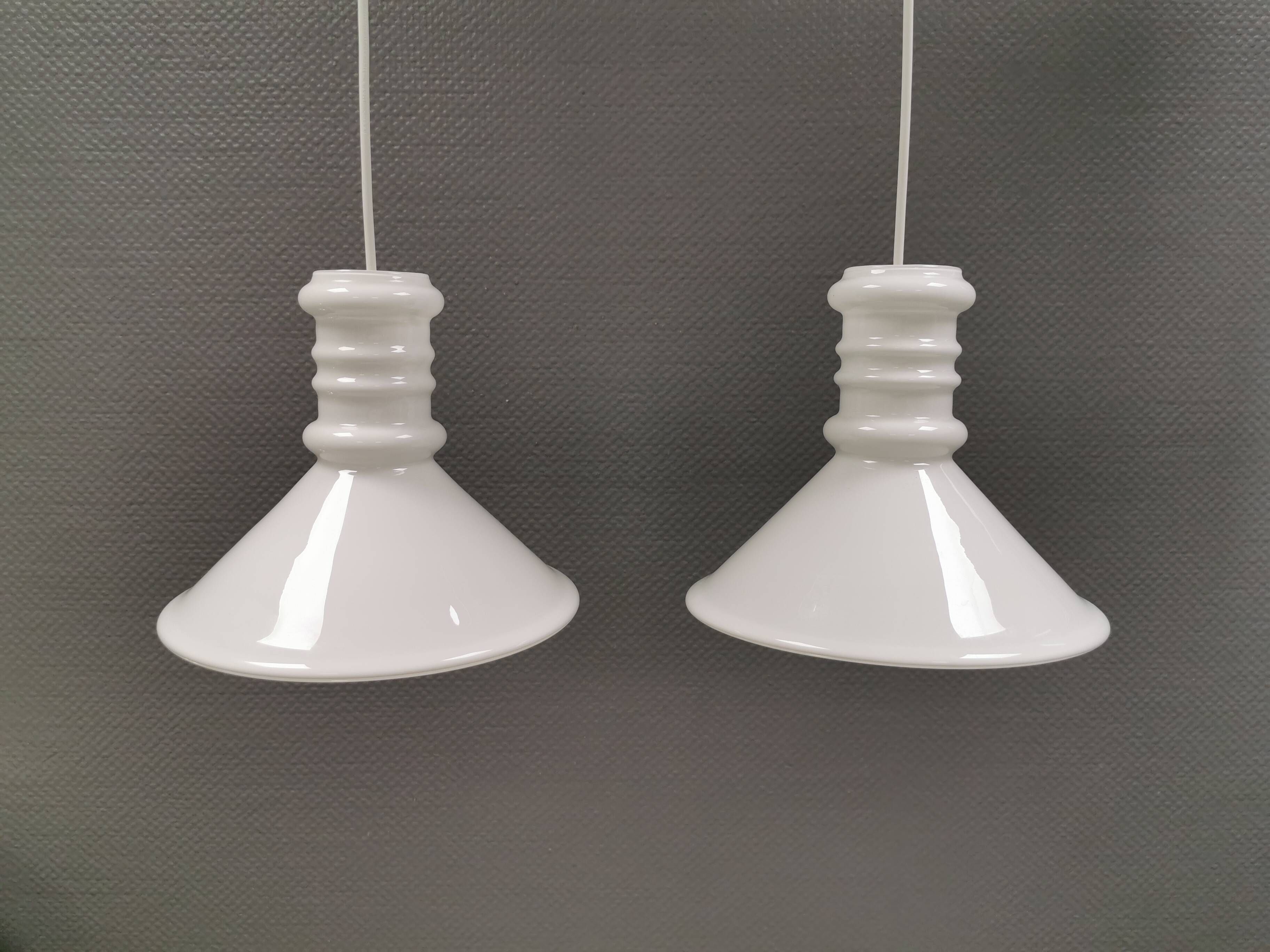 A pair of Sidse Werner pendant lamps, for Royal Copenhagen Denmark 1980s