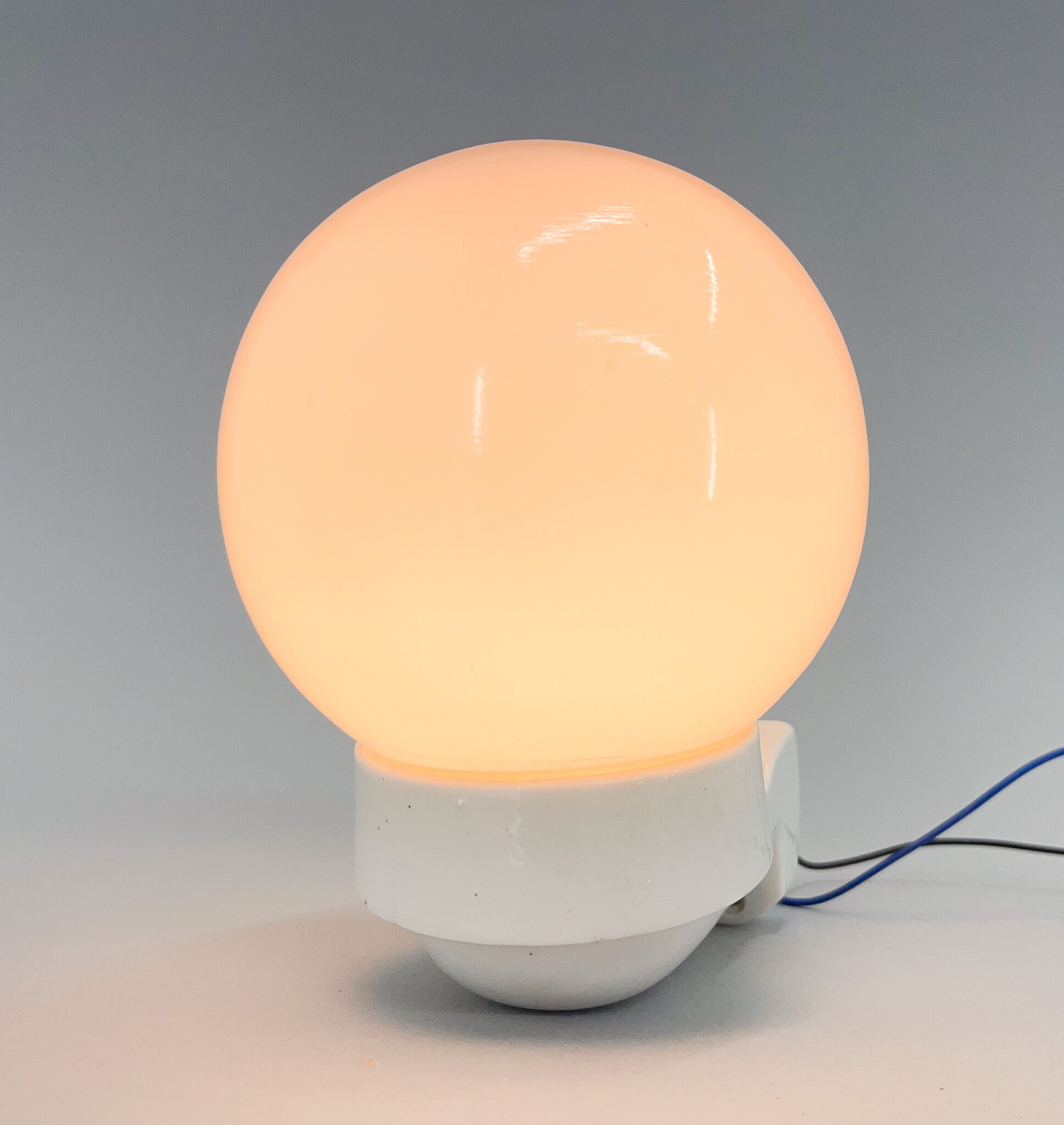 1950's Ceramic & Opaline Glass Wall Lamp, Czechoslovakia