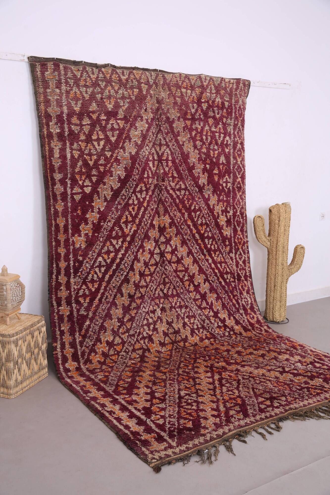 Burgundy Vintage Moroccan rug 183 x 321 cm - Berber Wool Rug - Handmade Rug