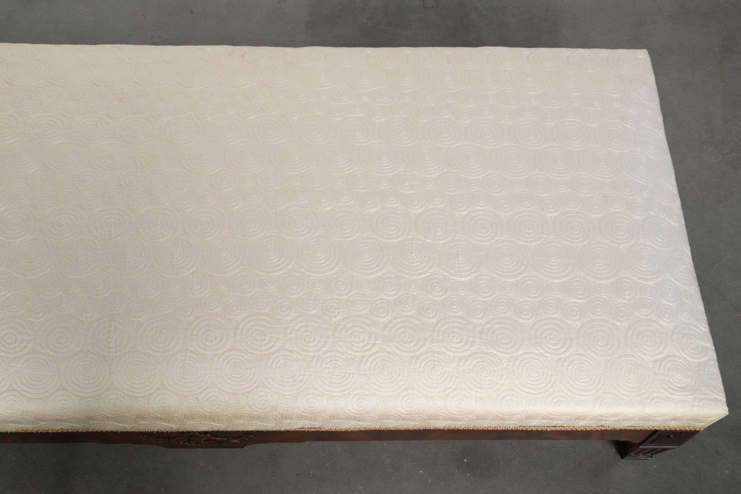 Antique French sofa from the 19th century in Empire style with a silk seat