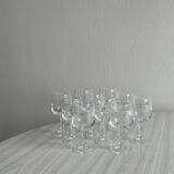 10 crystal liqueur glasses with floral motifs, Matignon model