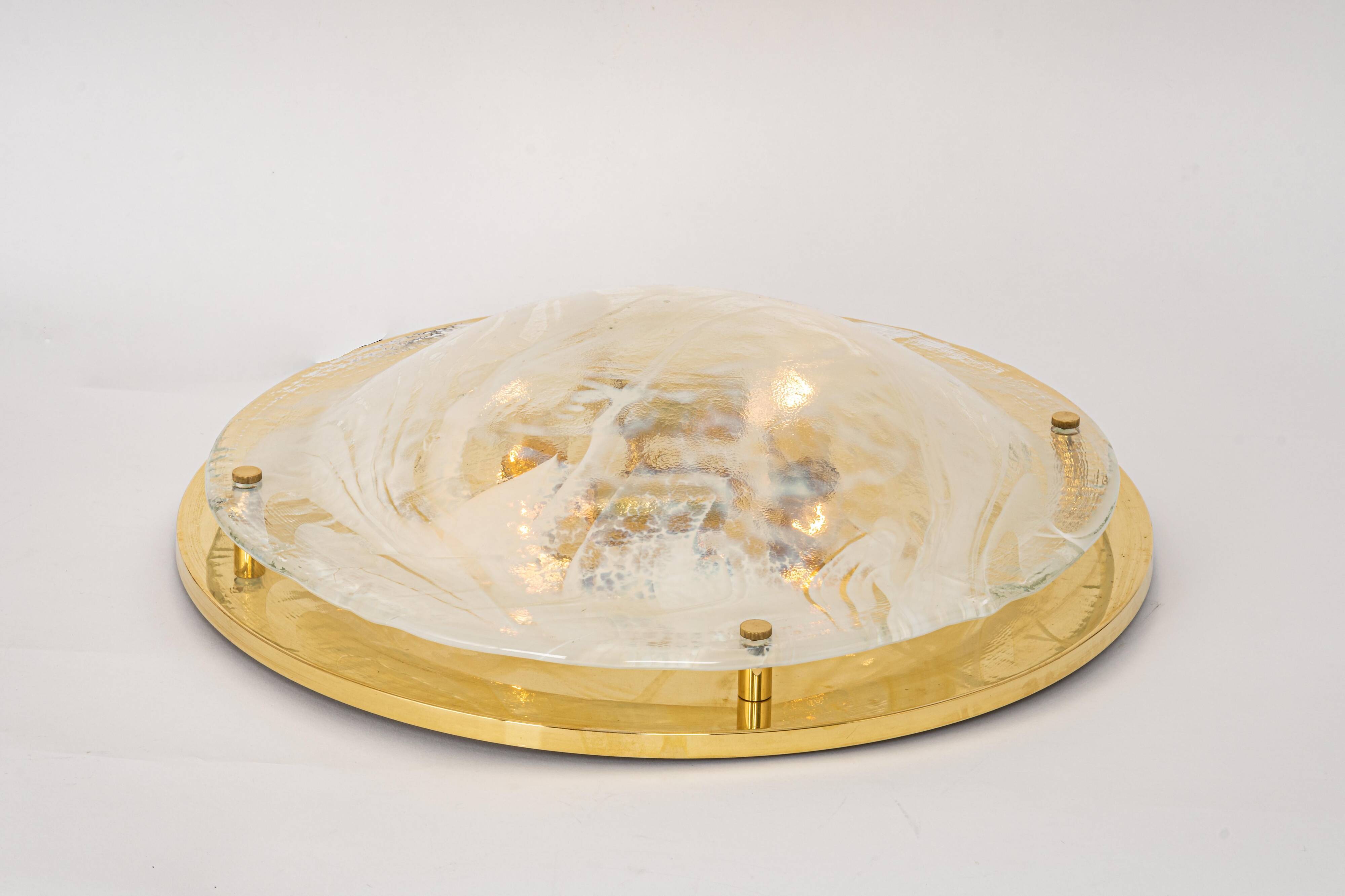 Large brass and Murano ceiling light by Hillebrand, Germany, 1970s.