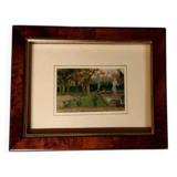 Huile sur panneau peinture Jardin de Villa Toscane