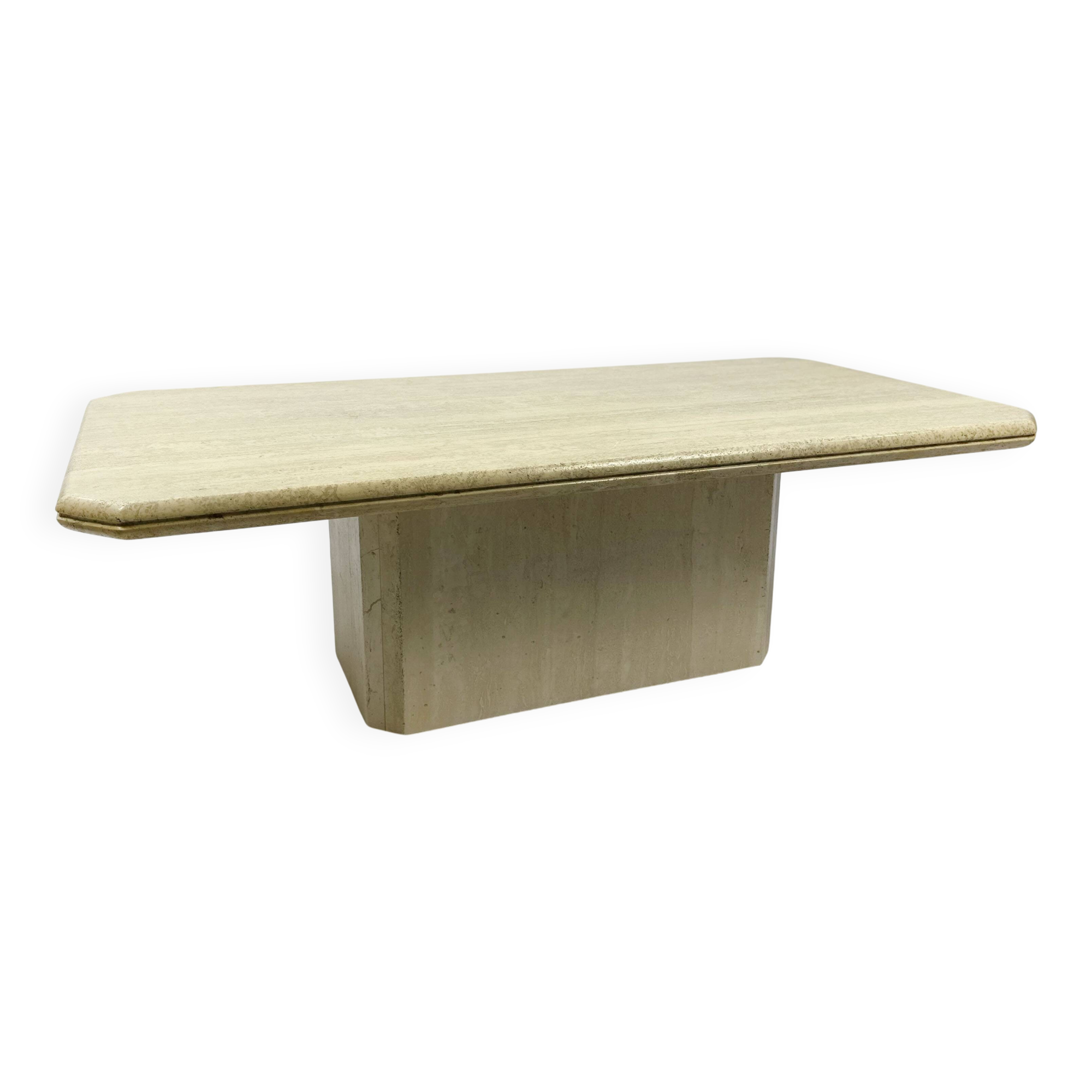 Table basse vintage des années 1970 en travertin