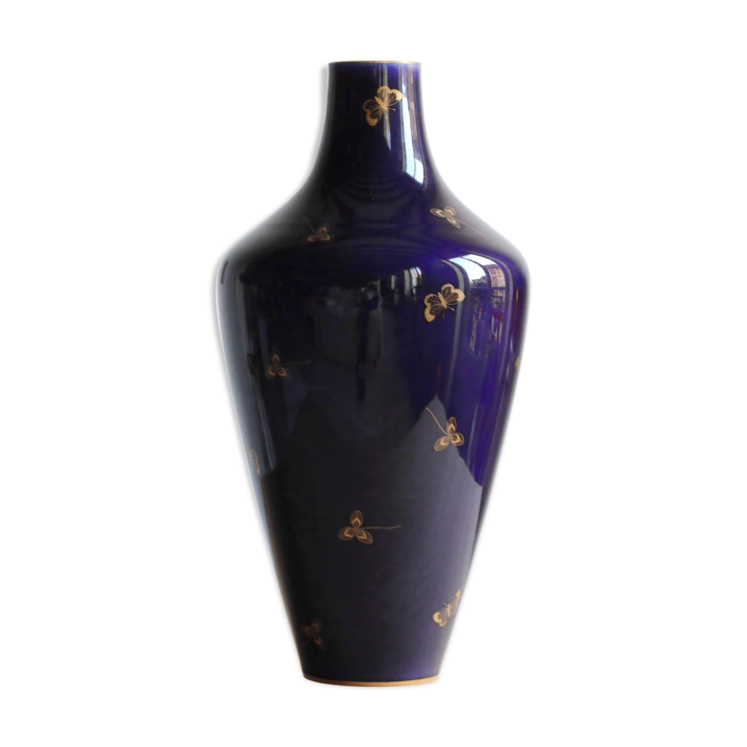 Vase in blue porcelain of Sèvres early twentieth century, 48 cm