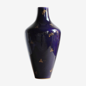 Vase in blue porcelain of Sèvres early twentieth century, 48 cm