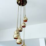 Large vintage pendant lamp gilded with fine gold