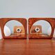 Pair of Philips teak and opaline wall lights, designed by Louis Kalff, 1950