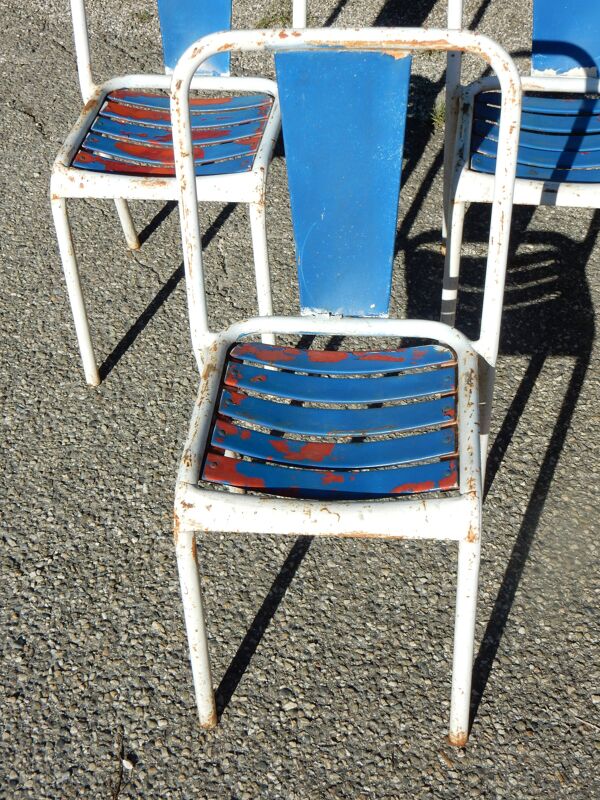 6 anciennes chaises de bistrot Tolix en métal - Style industriel