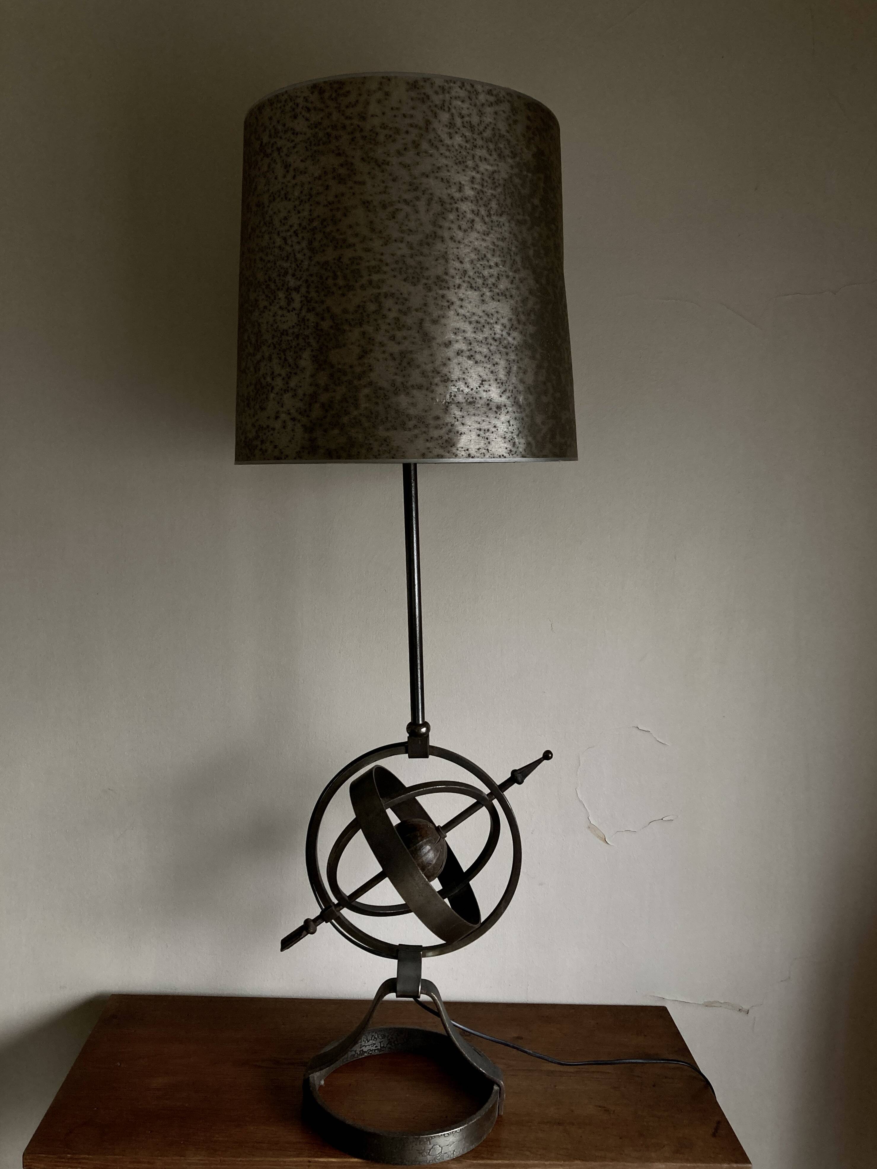 XXXL lamp 1960 neo-classical brutalist Astrolabe in iron by JP Ryckaert