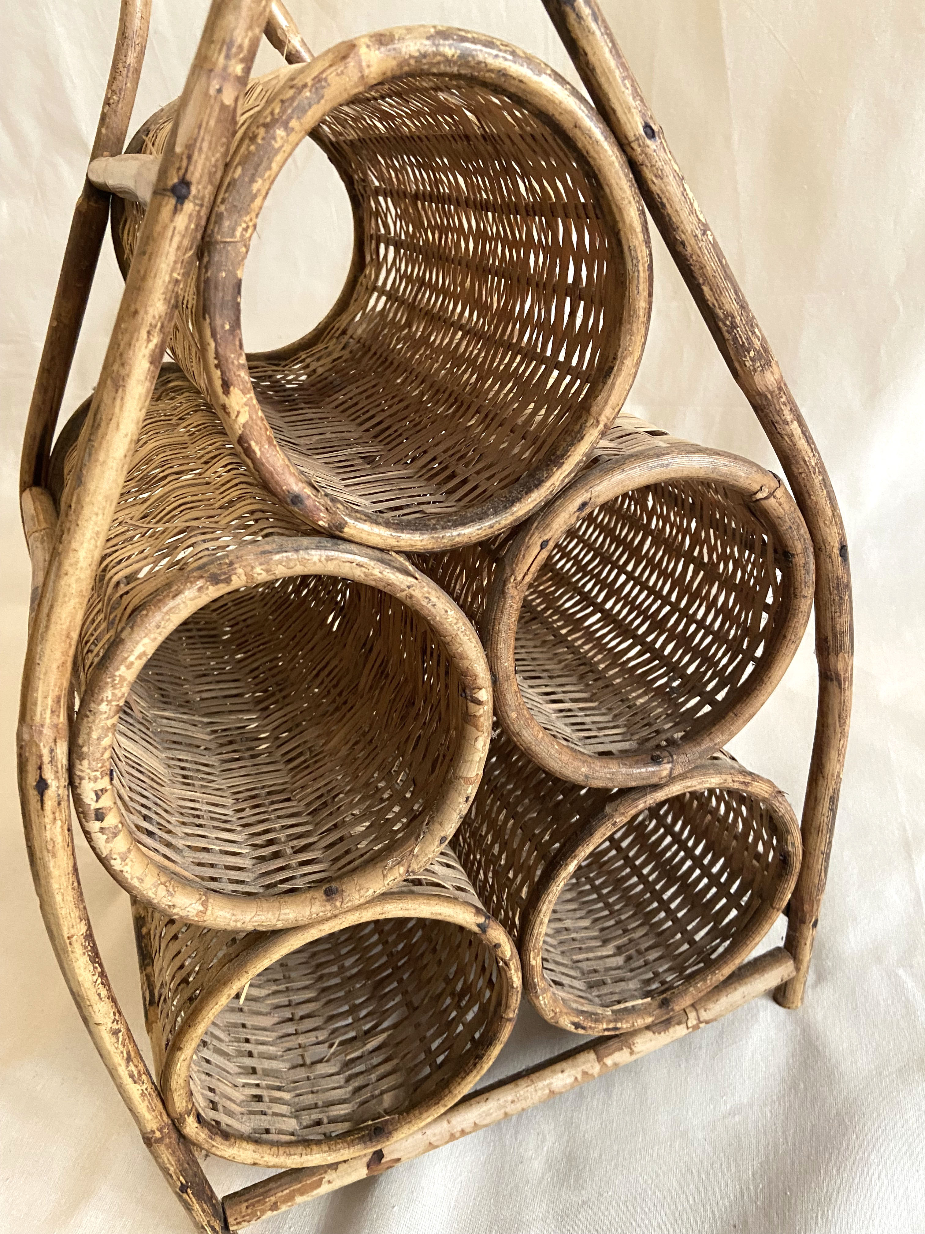 Rattan and wicker bottle holder