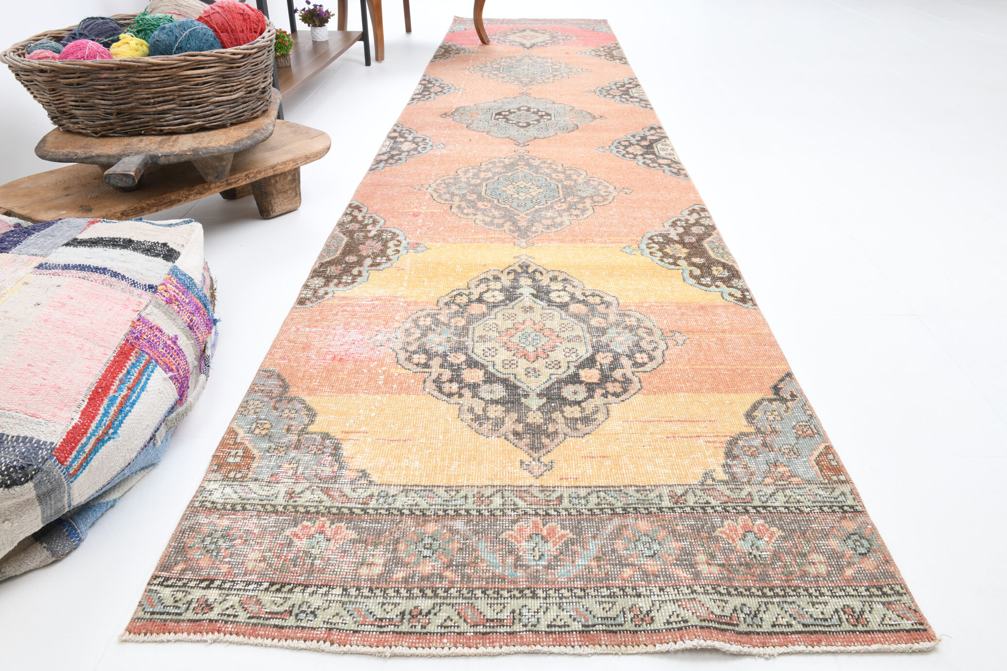408x91cm vintage capet runner rug
